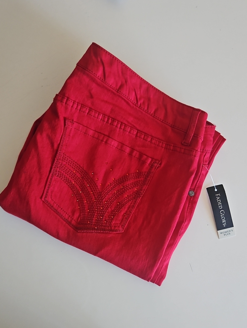 NWT Faded Glory Women's Plus Red Denim Jeans